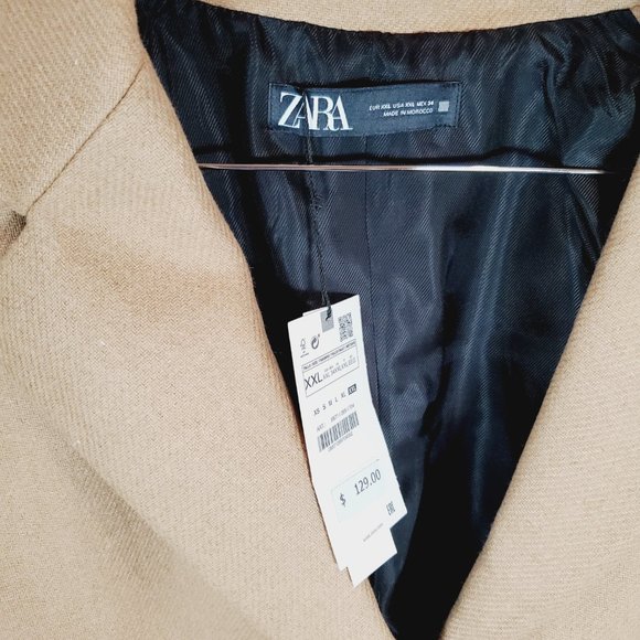 ZARA NEW WOOL MENSWEAR STYLE COAT CAMEL Size XXL Extra Large NWT  8871/289 - Picture 6 of 8